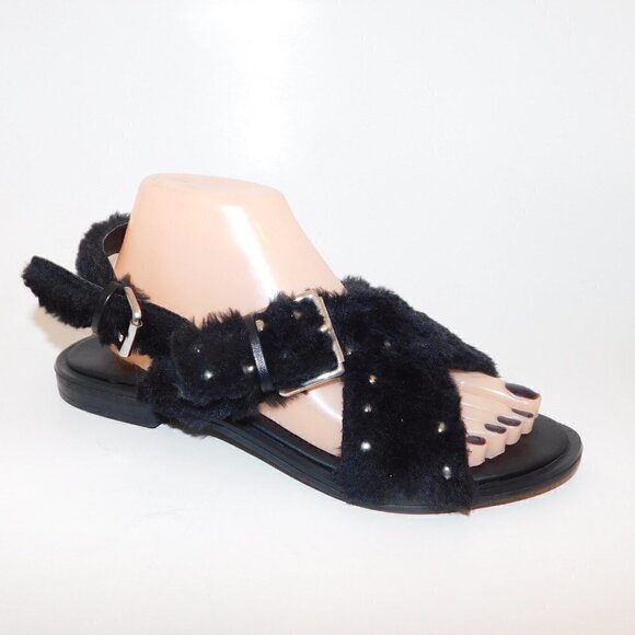 MATISSE COCONUTS Ray Furry Studded Sandals Flat New - Picture 2 of 5